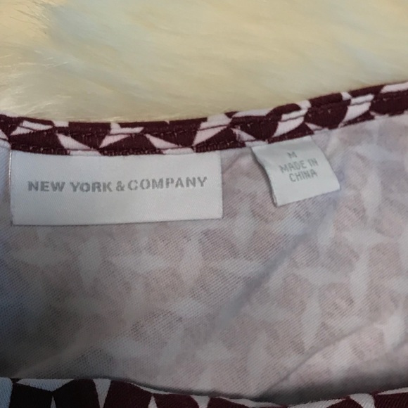 New York & Co. Burgundy Geometric Print Dress - Picture 5 of 8